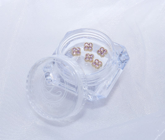 コレクションパーツ ジュエルフラワーミニ ピンクゴールド 5個